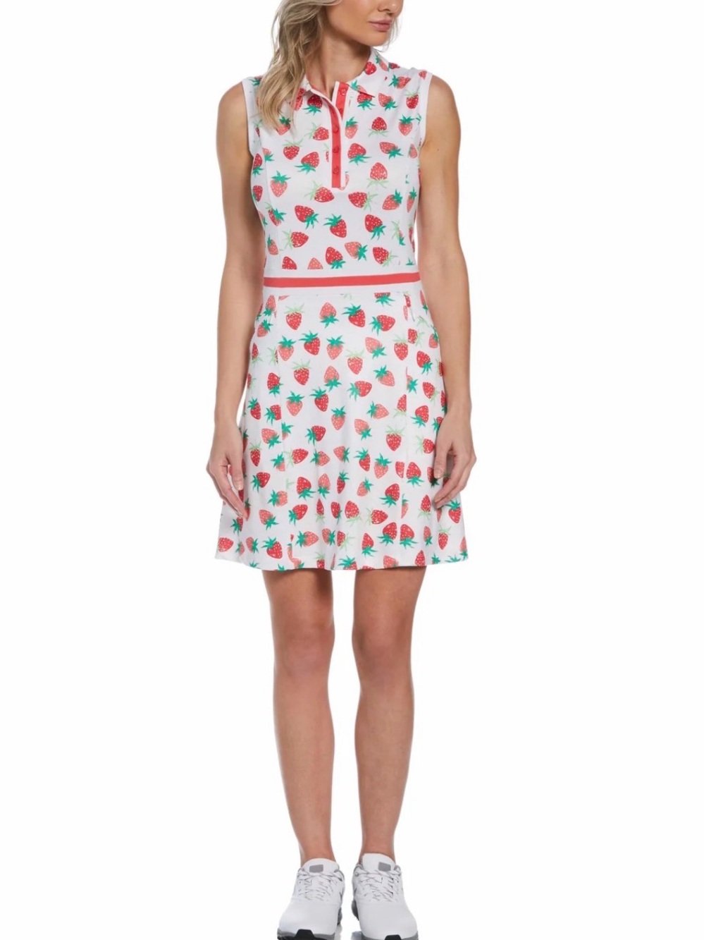Callaway Women’s Strawberry Print Golf Dress Size M Sleeveless White Strawberry